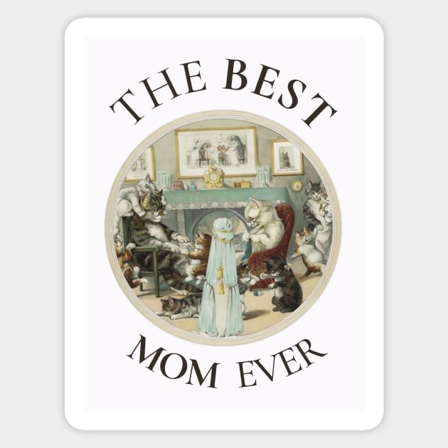 THE BEST KNITTING MOM IN THE WORLD, CAT. THE BEST KNITTING MOM EVER FINE ART VINTAGE STYLE OLD TIMES. Sticker by the619hub